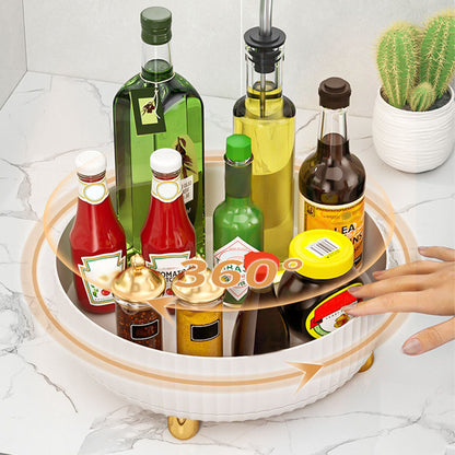 360° Rotating Non-Skid Spice Rack Turntable with Wide Base Storage Bin