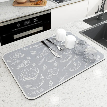 Highly Absorbent, Anti-Slip Kitchen Drying Mat